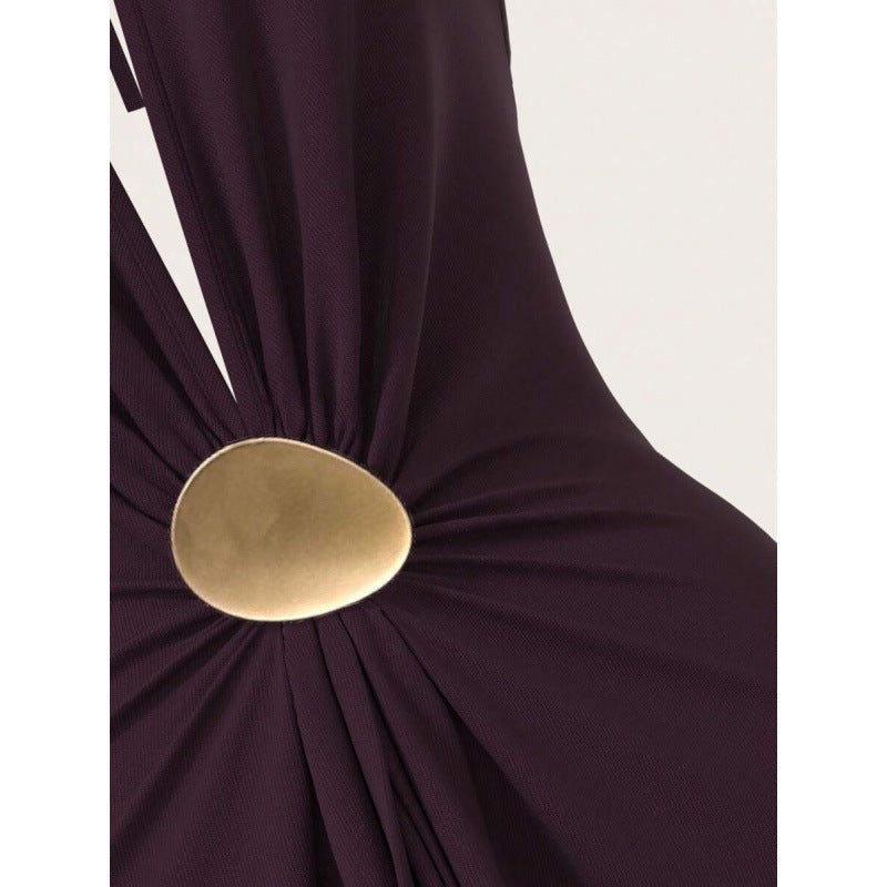 Halter Backless Maxi Dress with High Slit
