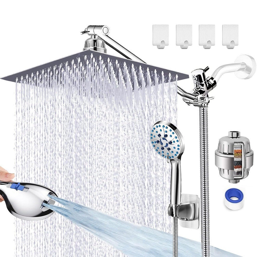 Stainless Steel Shower Set with 8 Functions and Extension Rod