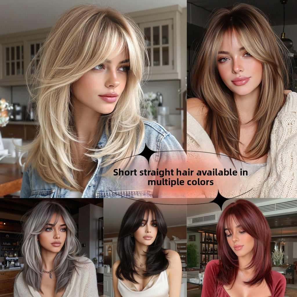 Womens Wig with Bangs Full Head Synthetic Hair