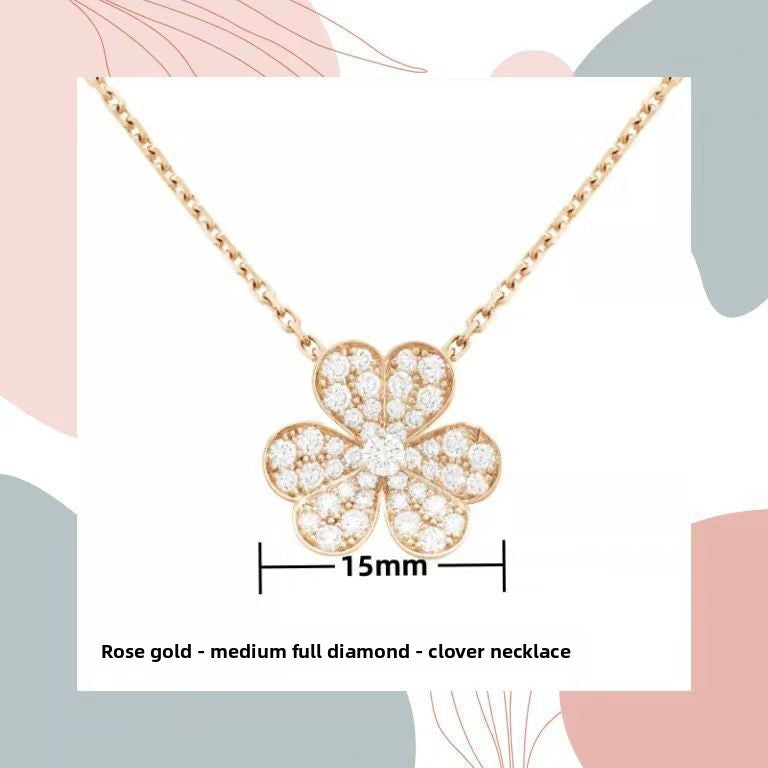 Rose Gold Diamond Clover Necklace