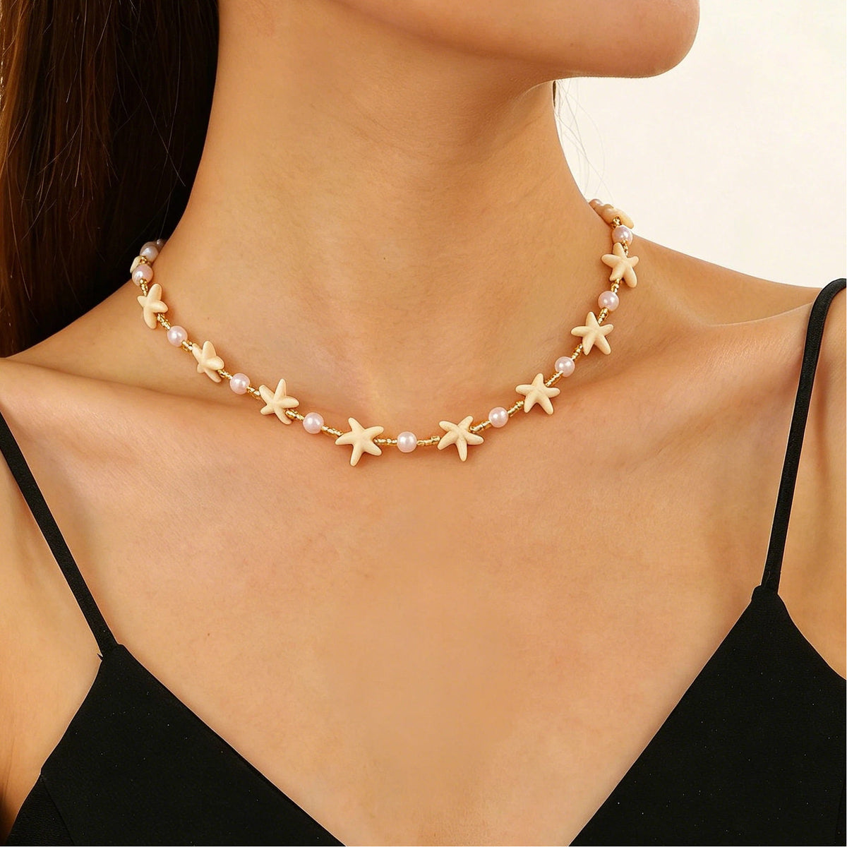 Layered Shell Pearl Starfish Pendant Bohemian Necklace