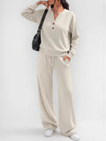 Loose-fitting long-sleeve top and wide-leg pants