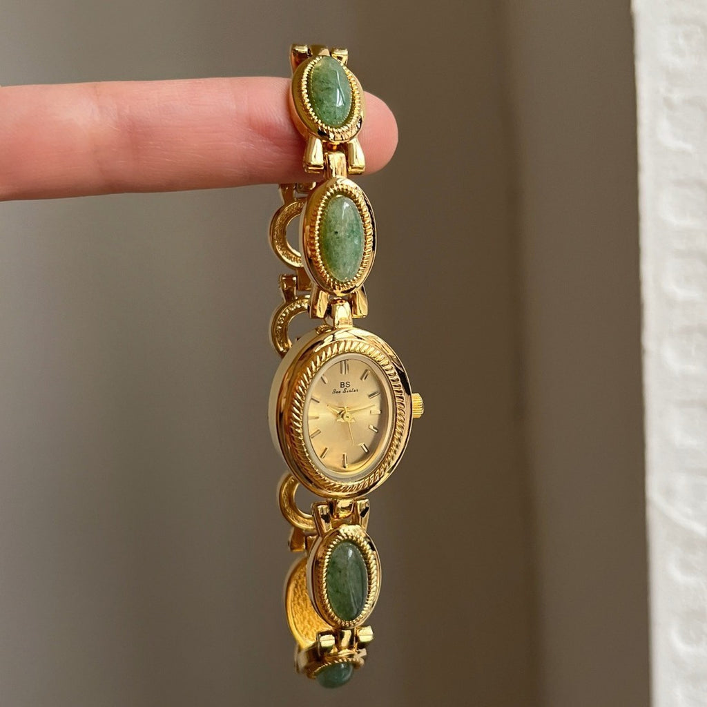 Oval Jade Dial Bracelet Watch Women