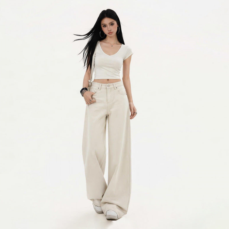 American Style Low Waist Slimming Loose Wide Leg Casual Jeans