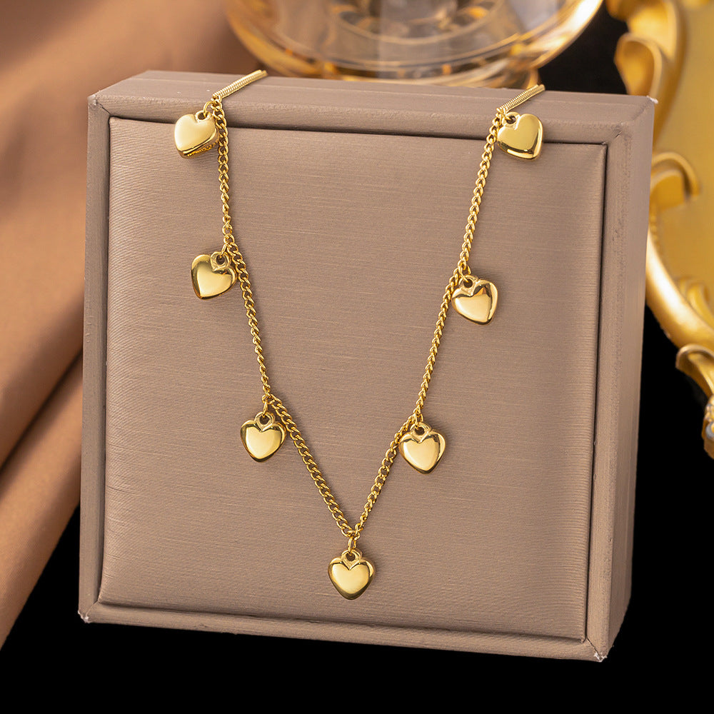 Titanium Steel Heart-Shaped Necklace for Women Fashion Heart Pendant Necklace