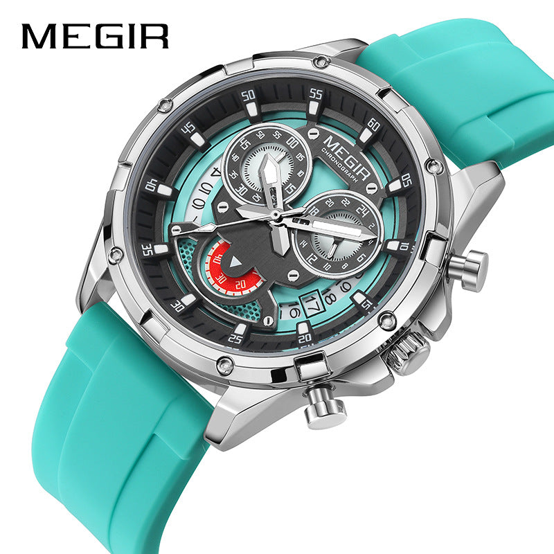 MEGIR Men's Casual Silicone Strap Quartz Chronograph Watch