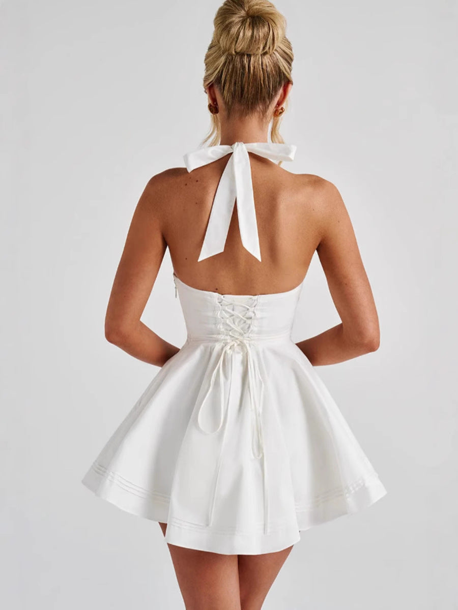 Womens Sleeveless Bow Waist Dress