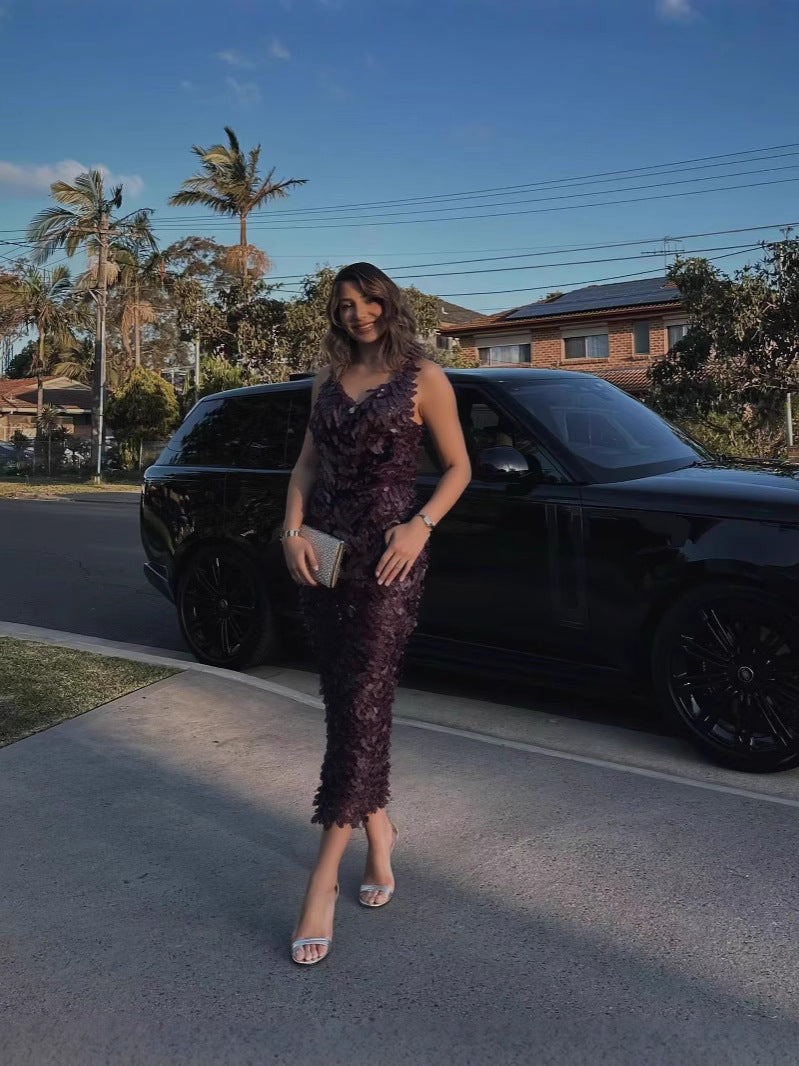 Backless Sequin Slim-Fit Long Dress