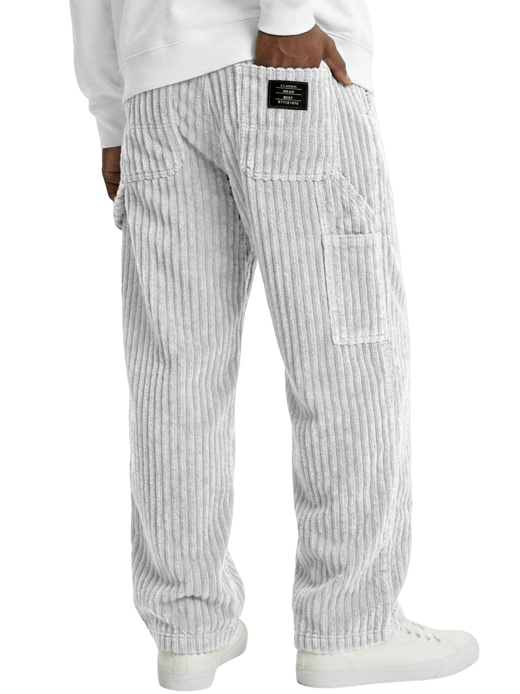 Denim straight-fit casual pants