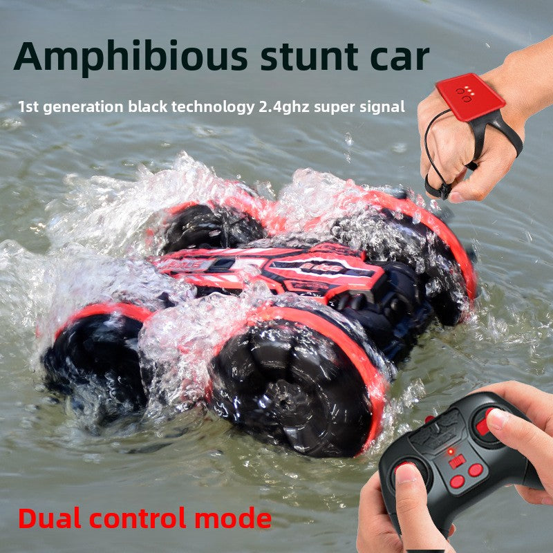 Remote-controlled stunt amphibious vehicle