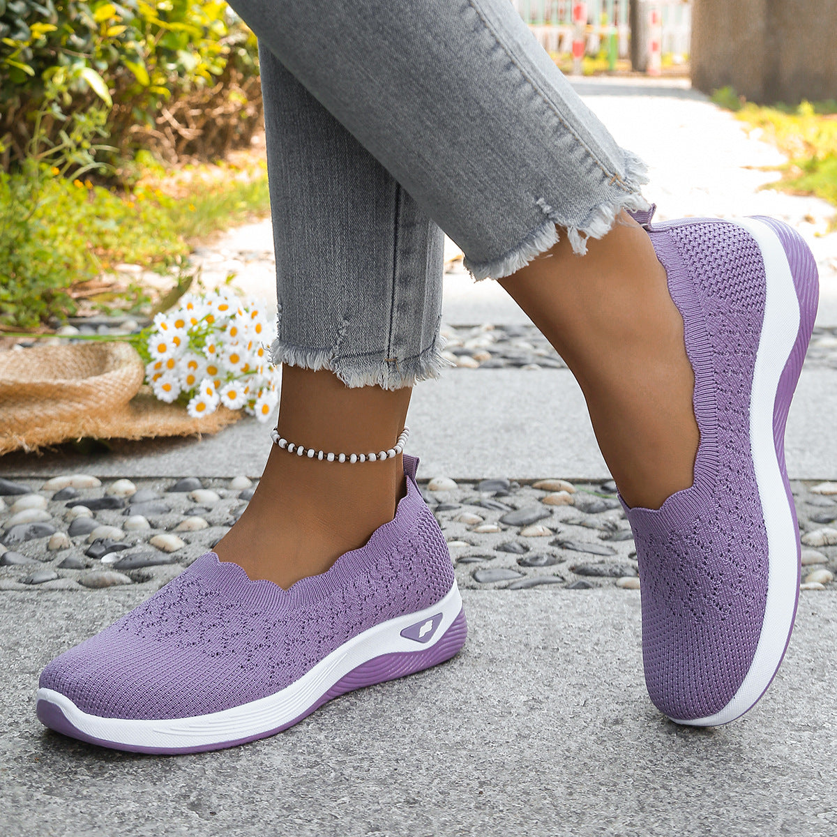 Middle-aged and elderly walking shoes, easy-to-wear casual shoes with one-step lacing