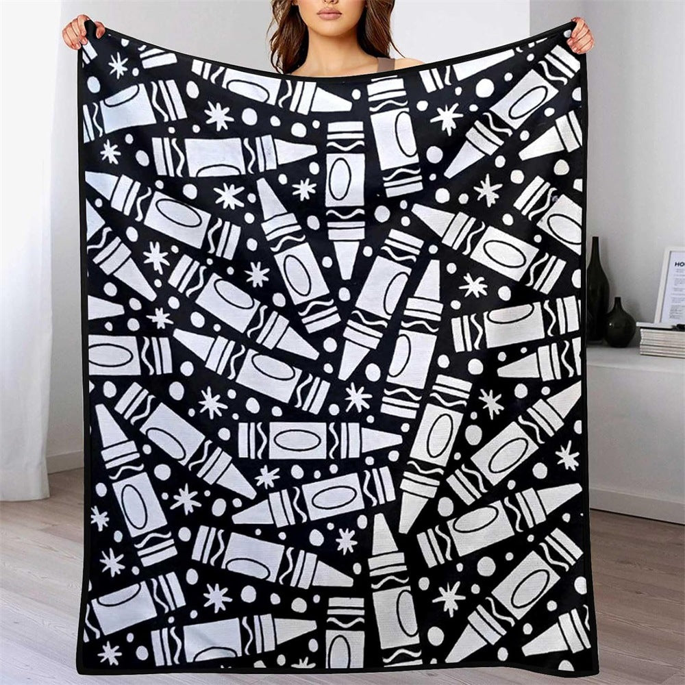 Black and white line-drawn graffiti rug