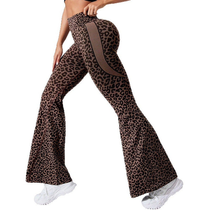Women's High-Waisted Leopard Print Flared Yoga Pants