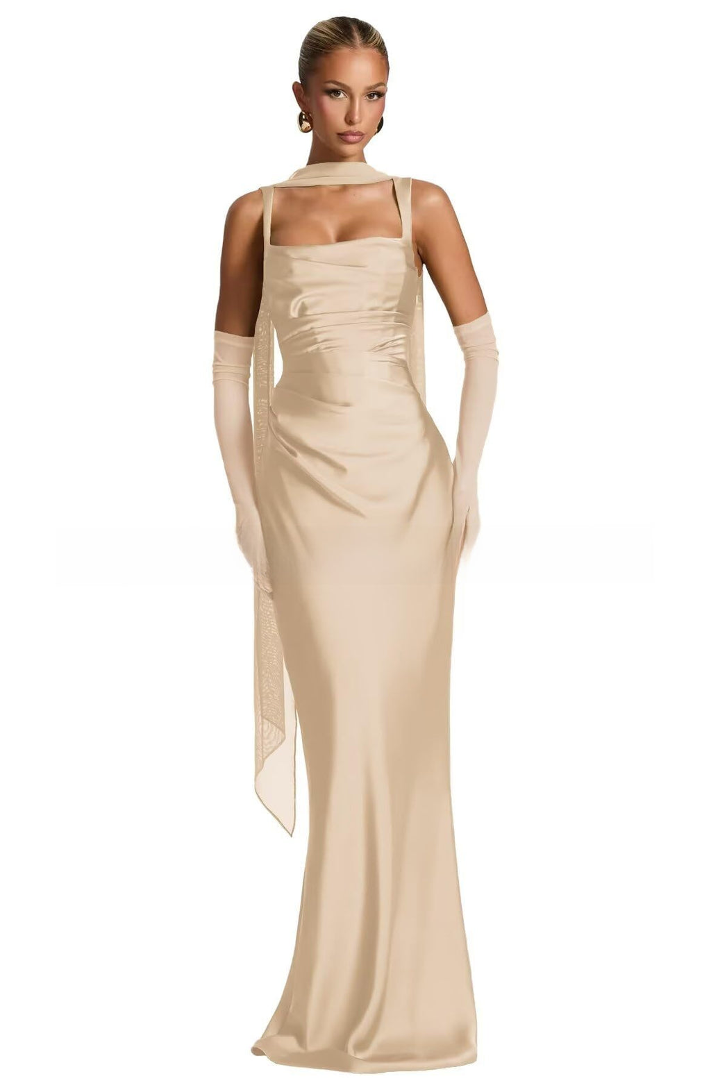 Suspender Satin Evening Dress