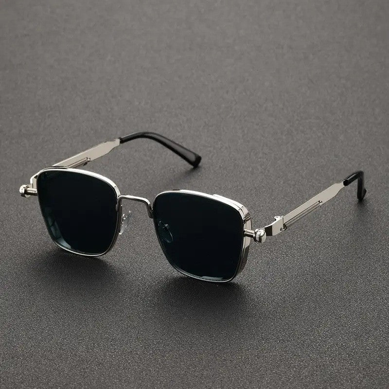Retro Steampunk Square Frame UV400 Protection Metal Sunglasses
