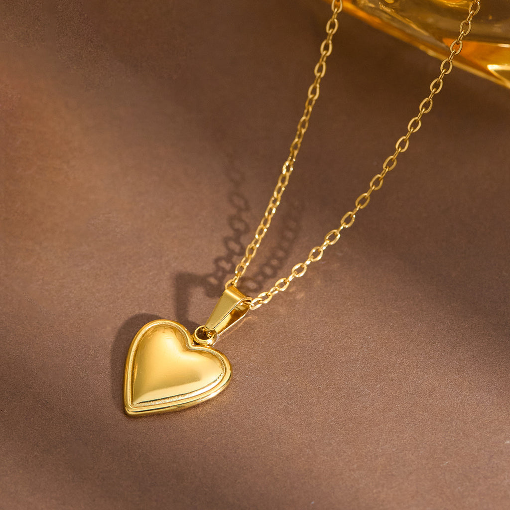 Heart Shaped Gold Plated Stainless Steel Necklace
