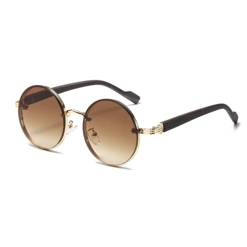 Retro Round Punk-Style Metal Sunglasses