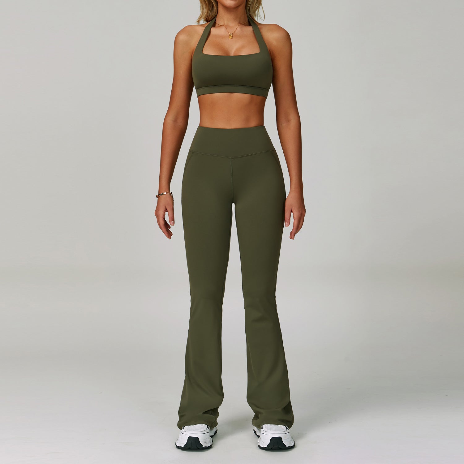 Womens Backless Yoga Fitness Set High-Intensity Sportswear