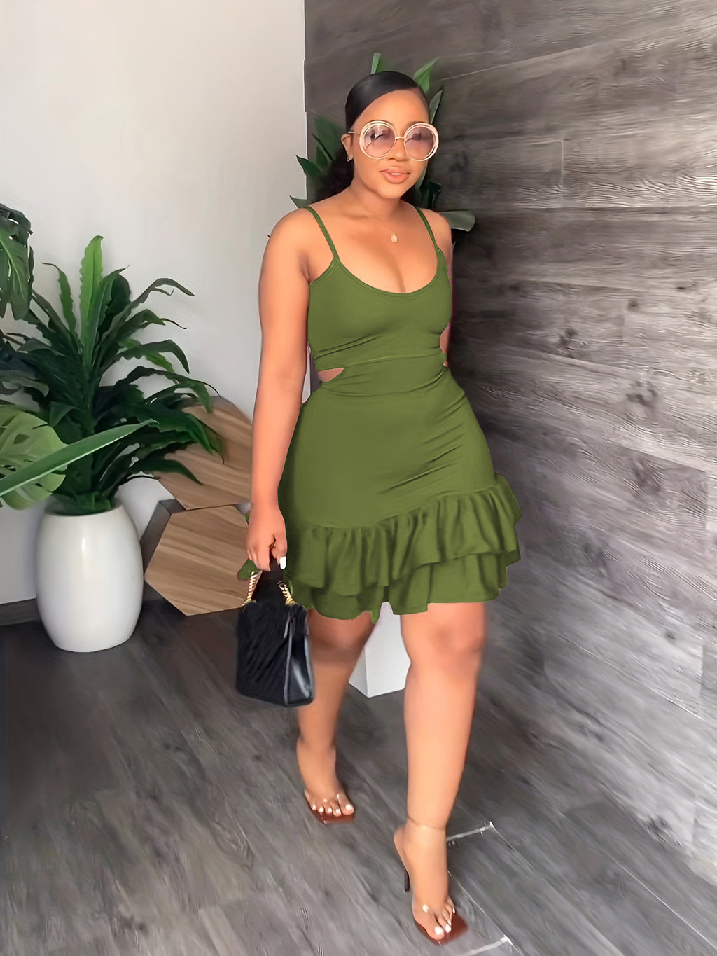 Sling Ruffle Hem Sheath Dress