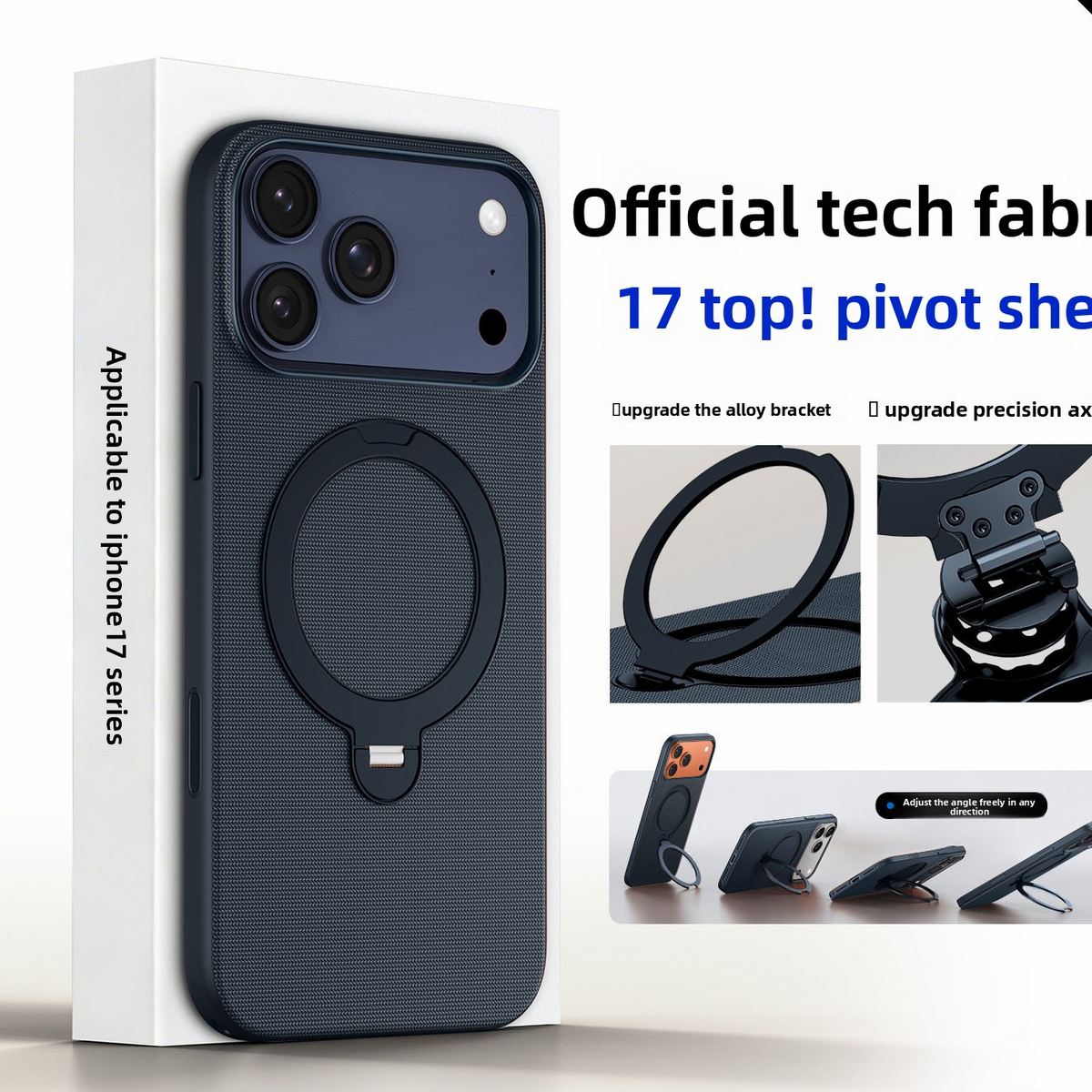Magnetic Phone Case with Rotating Stand and Camera Button