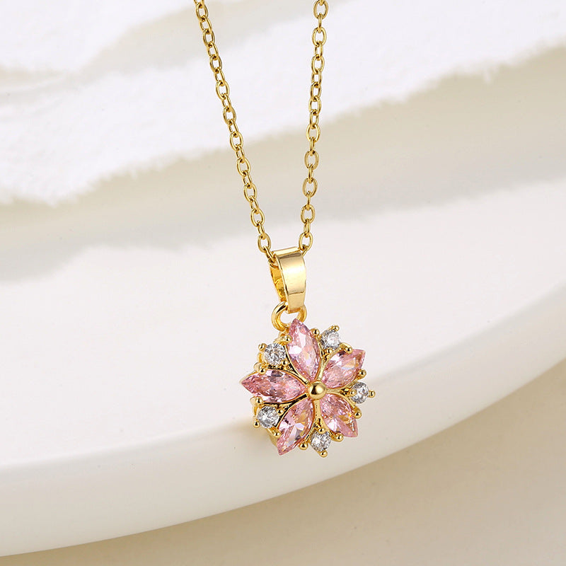 Titanium Steel Cherry Blossom Necklace