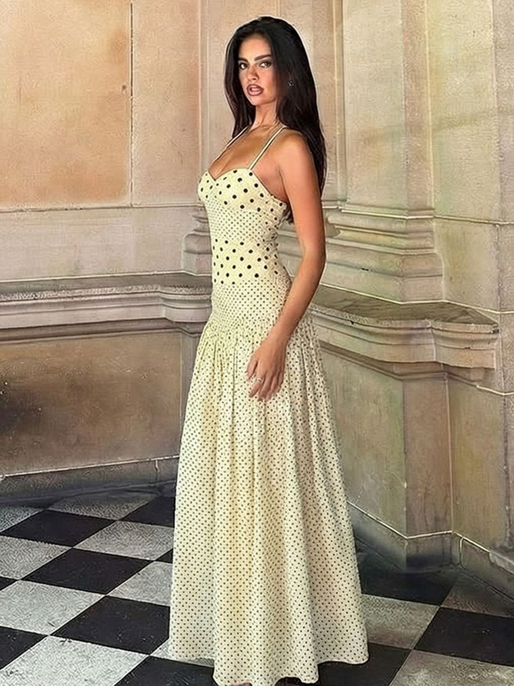 Women's Polka Dot Halter Neck Dress