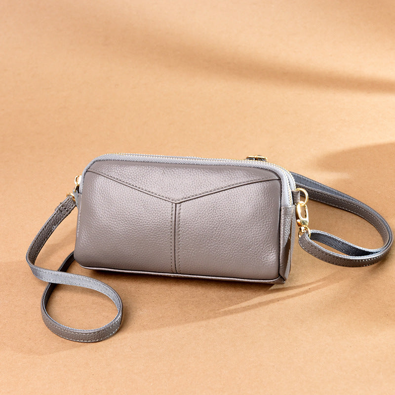 Leather women's versatile casual crossbody bag
