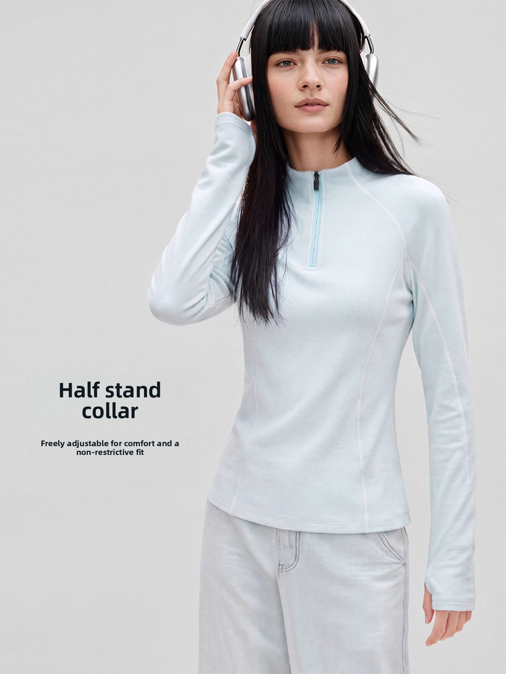 Women's Half-Zip Slim Fit Long Sleeve Yoga Top