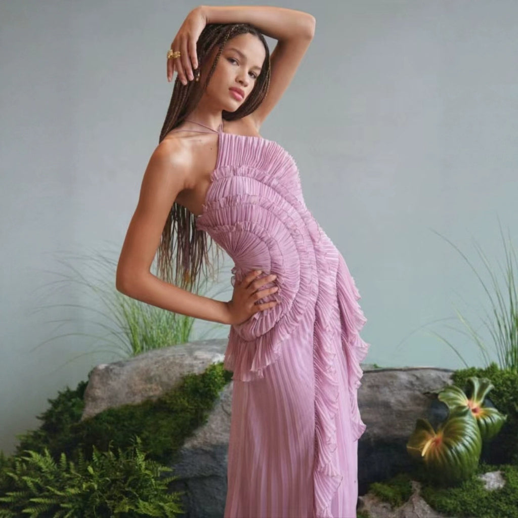 A chiffon flowing long dress