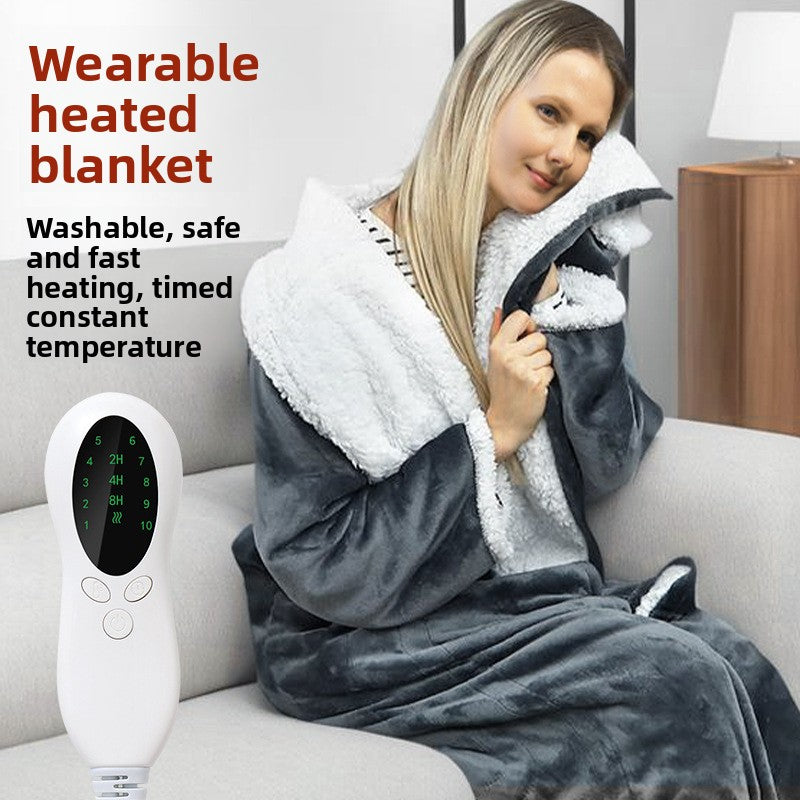 Wearable Electric Heating Blanket with Sleeves and Hood