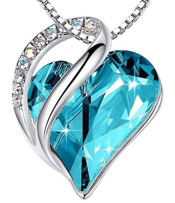 Women's Heart-Shaped Multi-Layered Geometric Pendant Necklace with Synthetic Birthstone