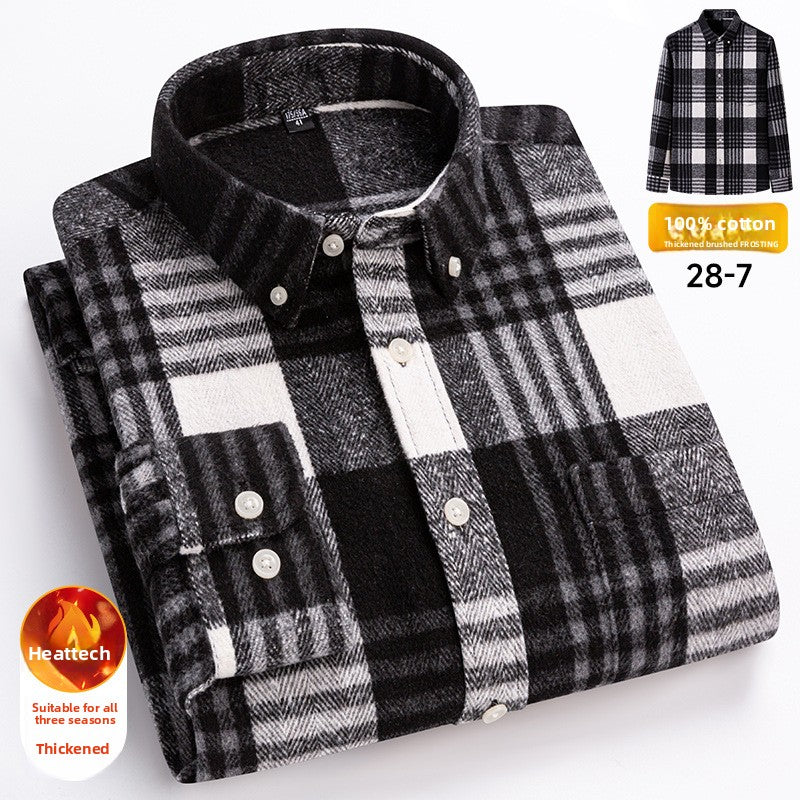 Mens Brushed Plaid Long Sleeve Shirt