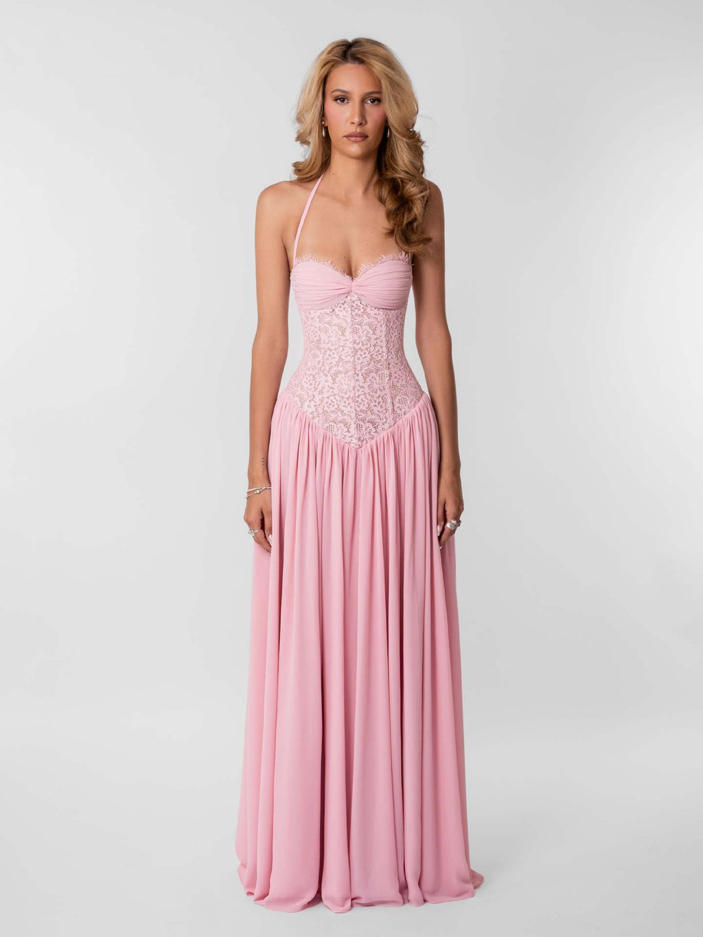 Womens Lace Ruched Bodycon Maxi Dress Deep V Neck Sleeveless Formal Evening Gown