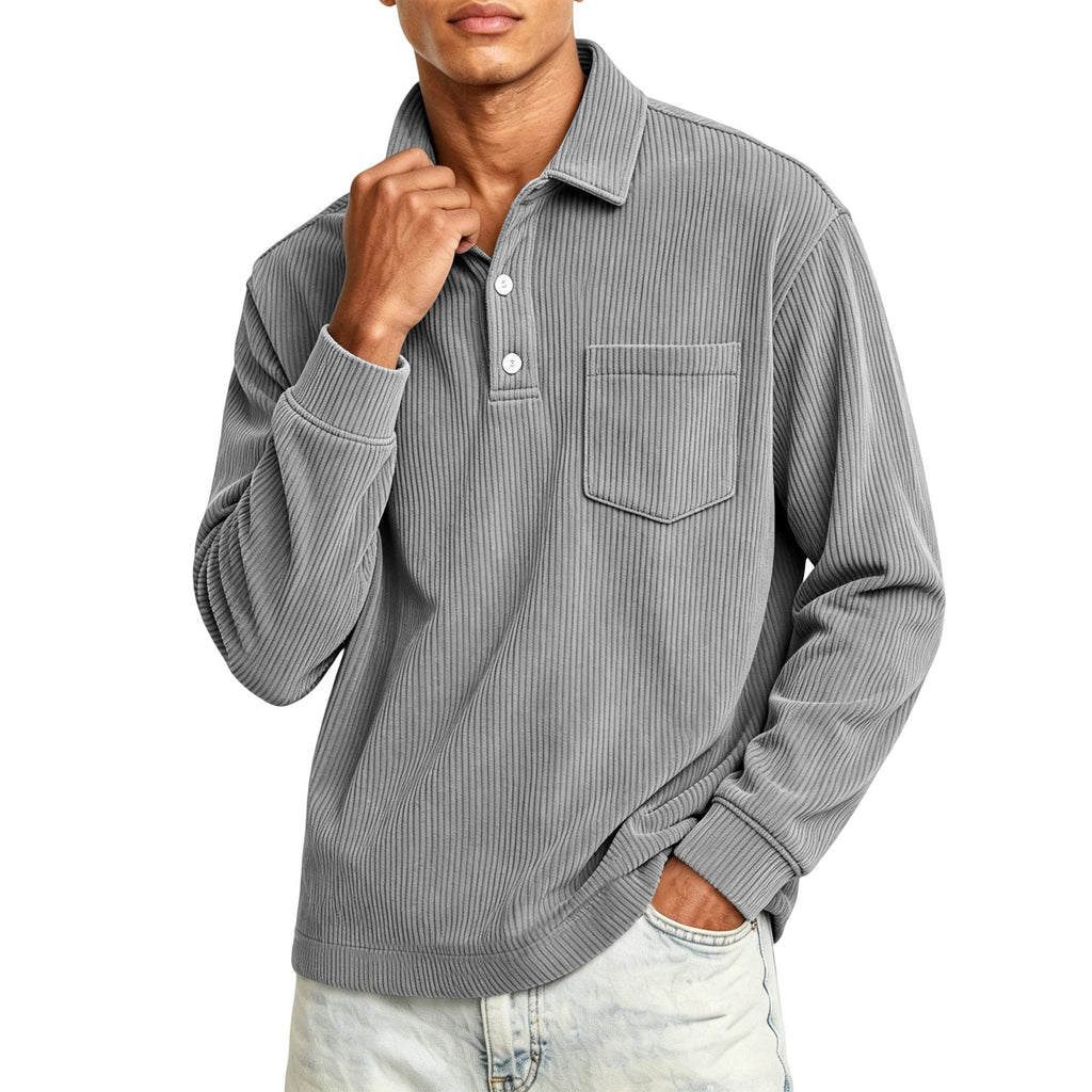 Men's Corduroy Shirt Long Sleeve Button Down Top