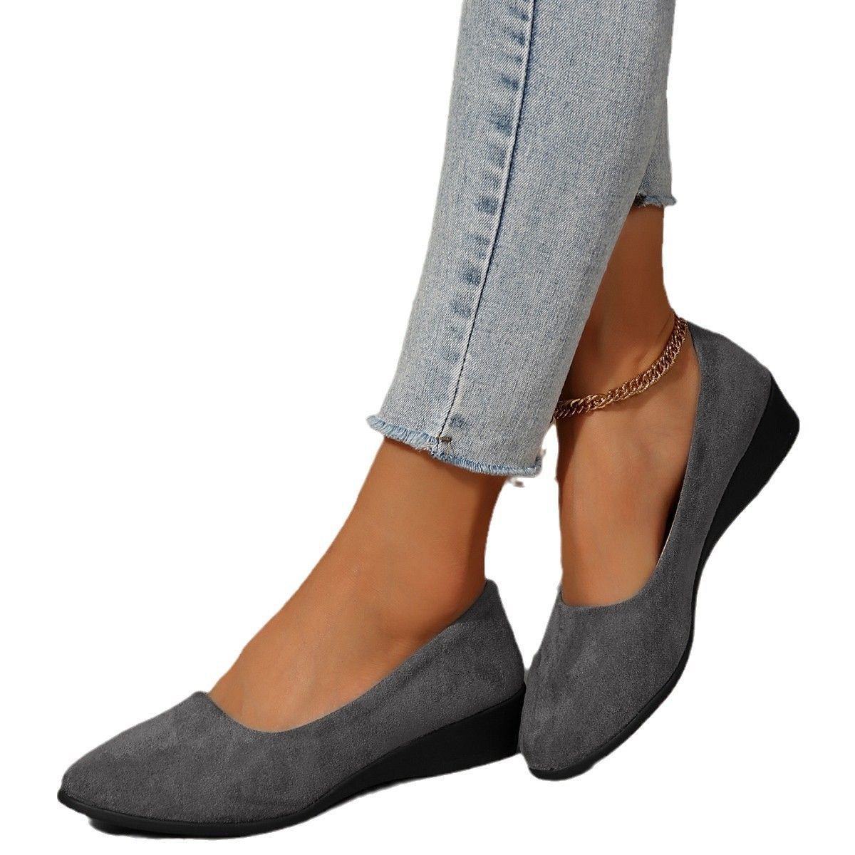 Womens Pointed Toe Wedge Casual Shoes