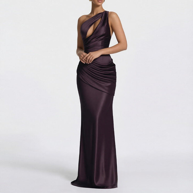 Elegant Solid Color Halter Neck Dress