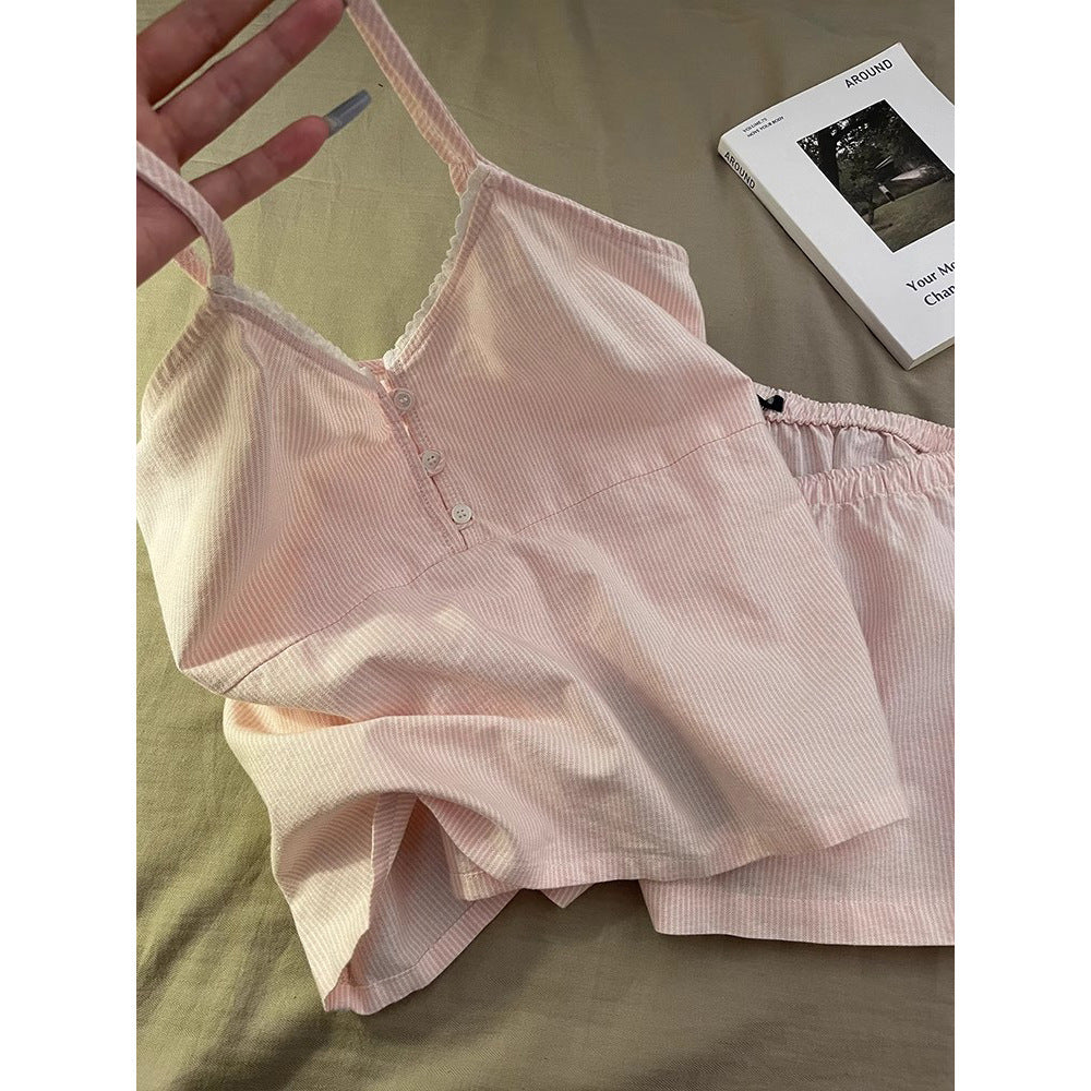 Womens Cloud Cotton Suspender Pajama Set