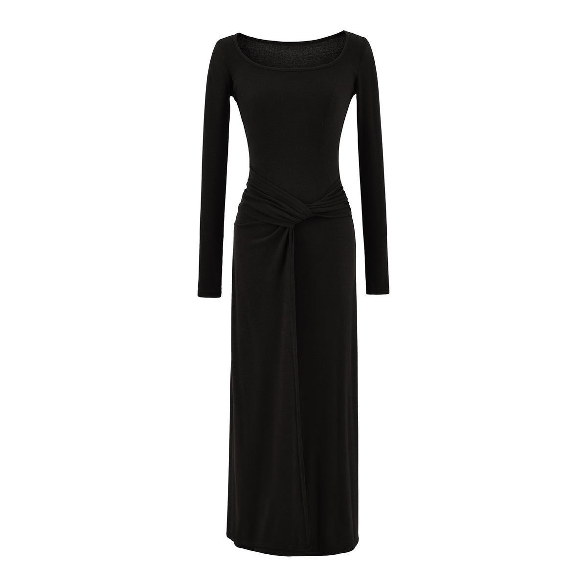 French Square Neck Twisted Waist Long Dress