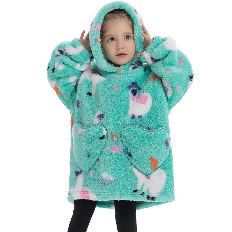 Children's Hooded Coral Velvet Pajamas