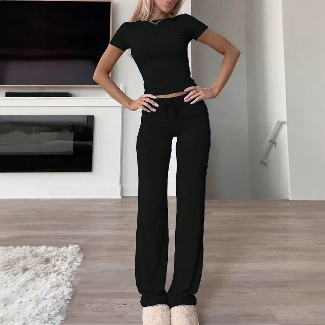 Casual Cotton Blend Two-Piece Set
