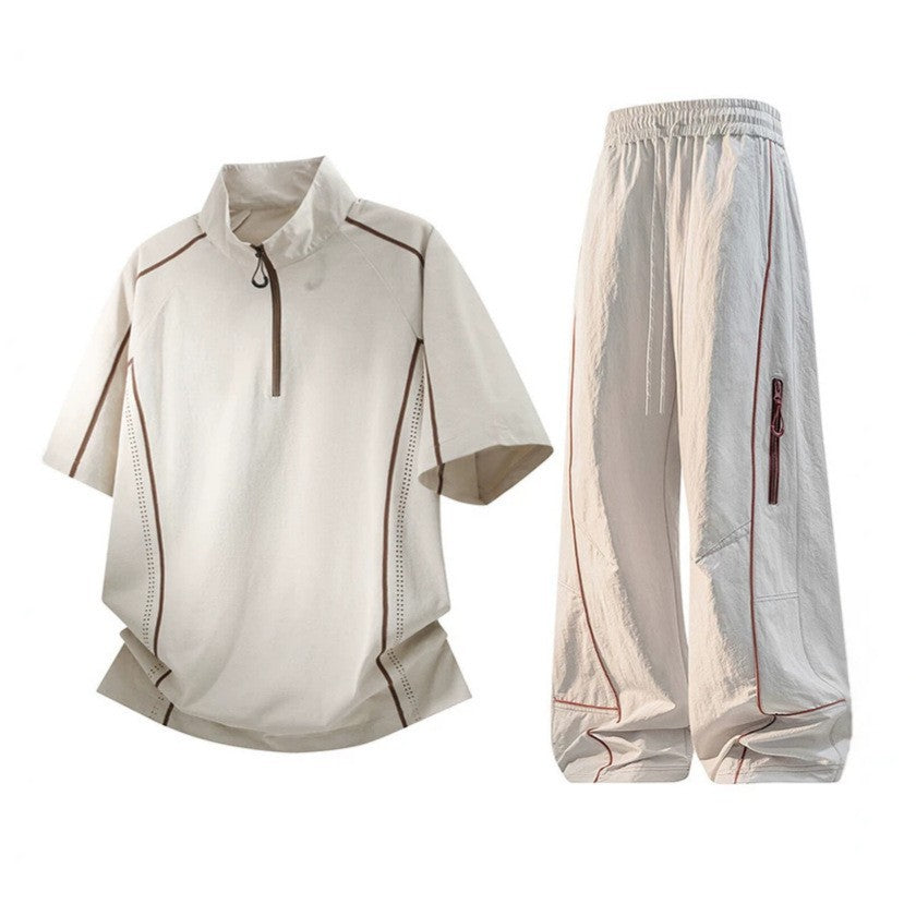Mens Athletic Half Zip Sportswear Set