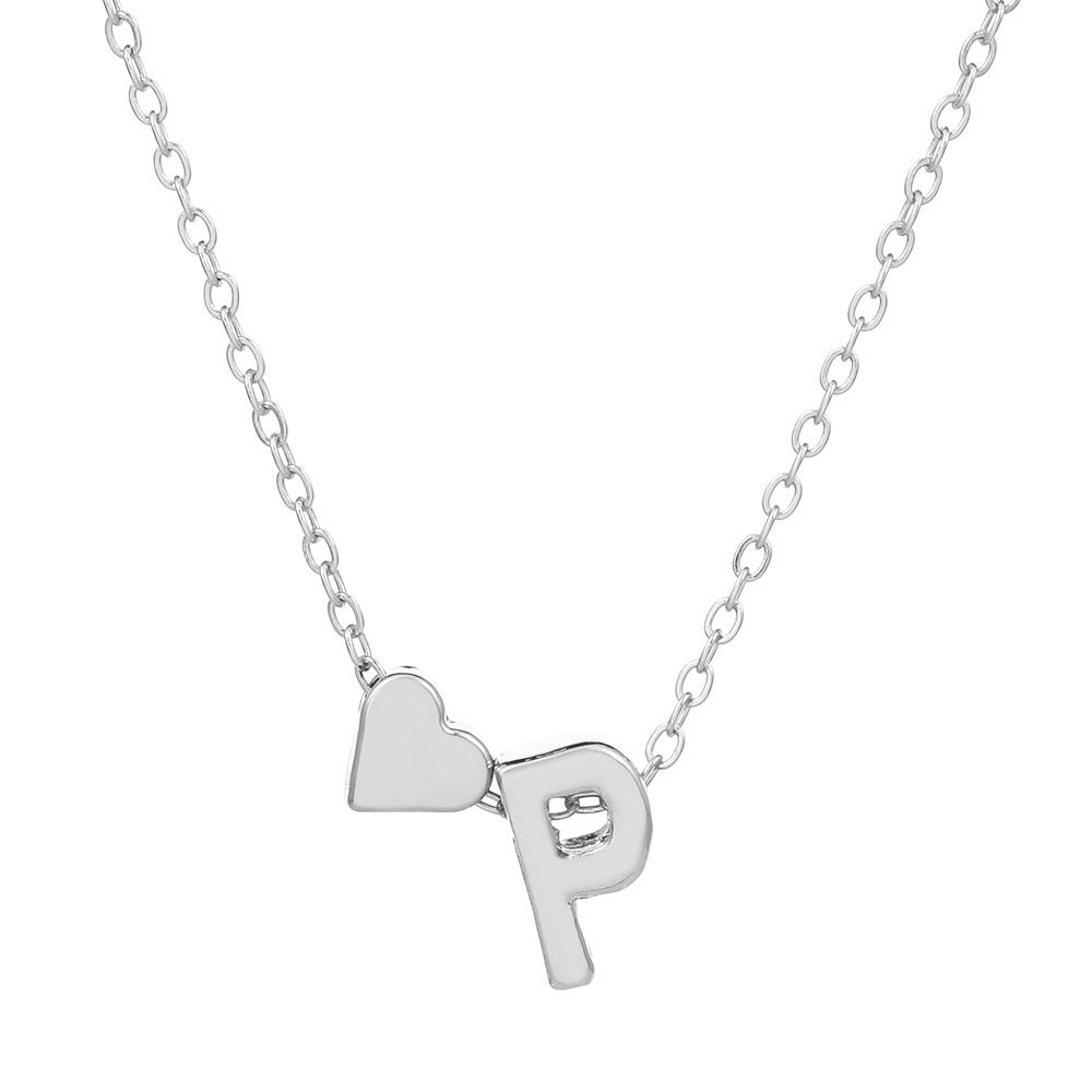 Heart Letter Necklace and Bracelet Set