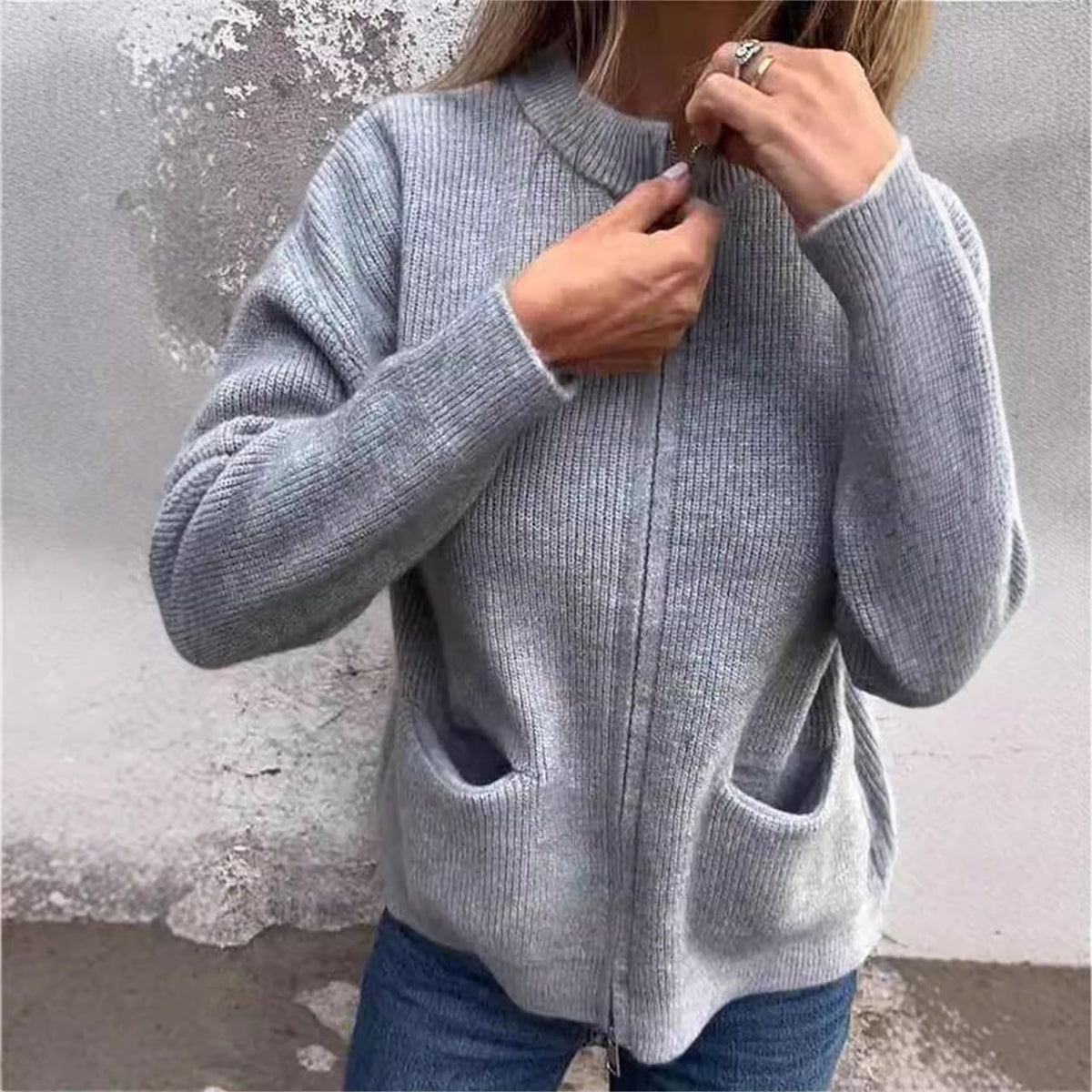Casual Fashion Solid Color Pocket Cardigan Jacket