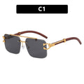 Frameless Square Sunglasses Wood Grain