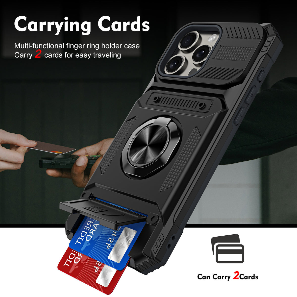 iPhone Phone Case with Card Slot and Magnetic Holder