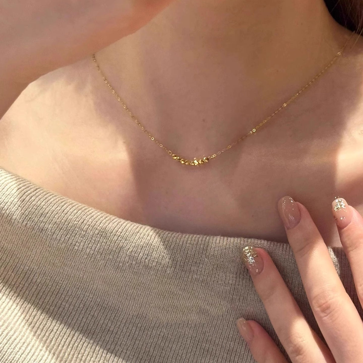 Geometric Electroplated Bead Necklace