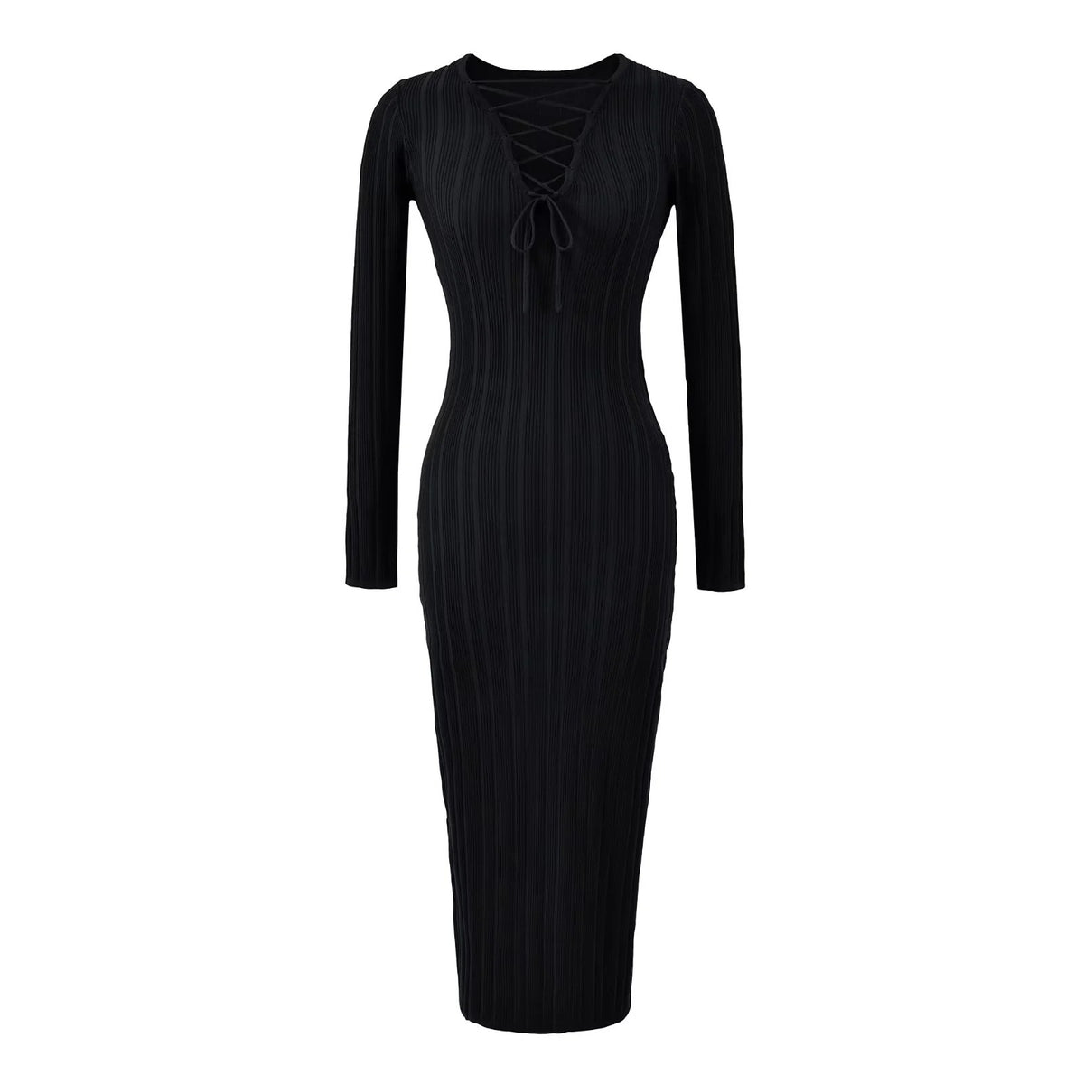 Knit Twist Waist Long Dress
