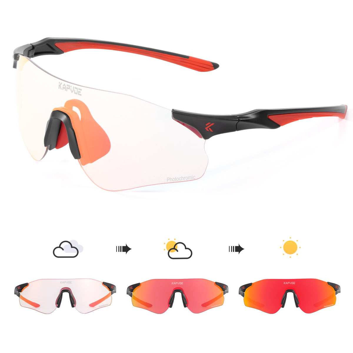 Photochromic Sports Sunglasses Windproof Cycling Glasses