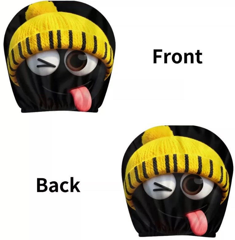 Black Skull Car Printed Headrest Cover Universal Elastic Style Funny and Interesting Universal Headgear