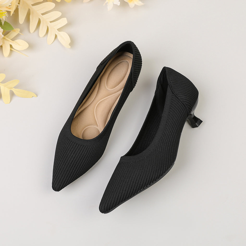 Womens Knitted Stiletto Pointed Toe Heels